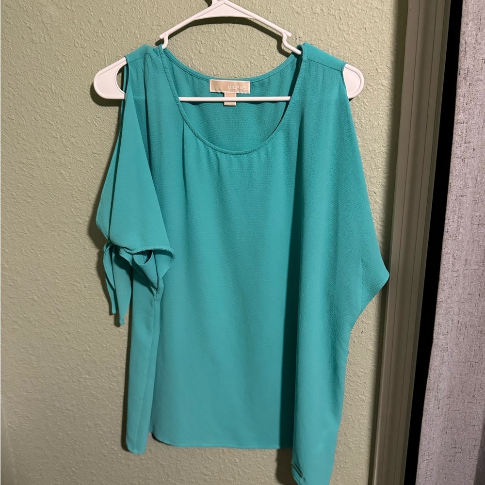 Michael Kors Turquoise Cold Shoulder Blouse